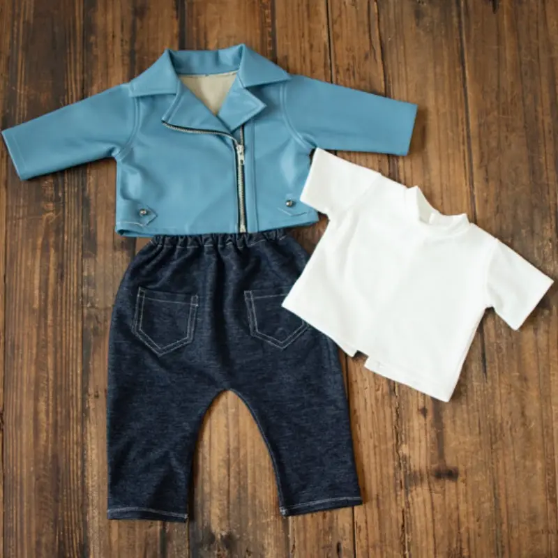 Baby Boy Cool Leather Outfit Set - Newborn Photography Costume - Image 5